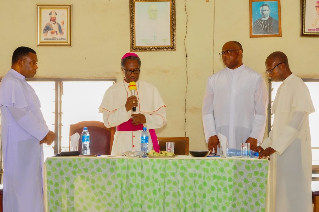 The Nuncio with the Rector, the acamedic dean and Fr. Ezeoke